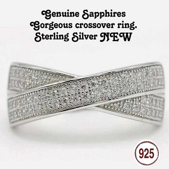 Sale Breathtaking genuine white sapphire ring. Handmade. sterling silver - Picture 1 of 5